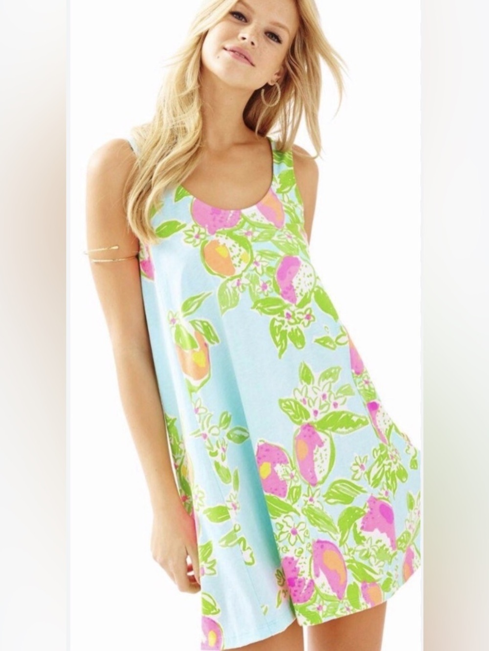 Lilly Pulitzer Mella Tank Dress Tropical Citrus Print Swing Mini Small